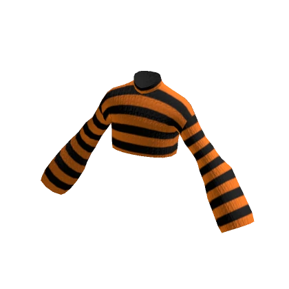 Halloween Cropped Striped Orange Sweater 