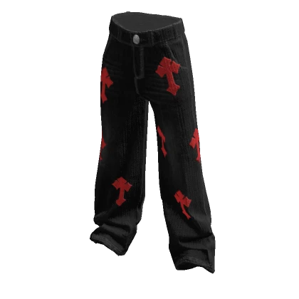 Baggy Y2K Jeans w/ Red Crosses