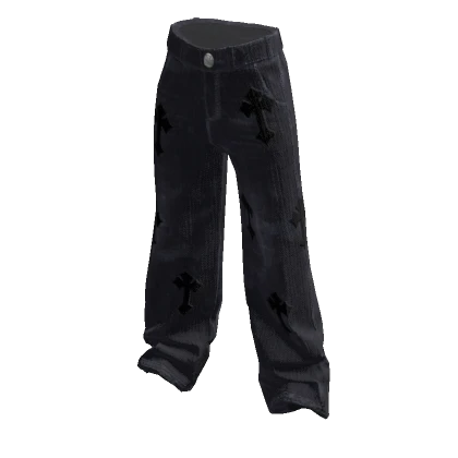 Baggy Y2K Jeans w/ Crosses Dark Blue