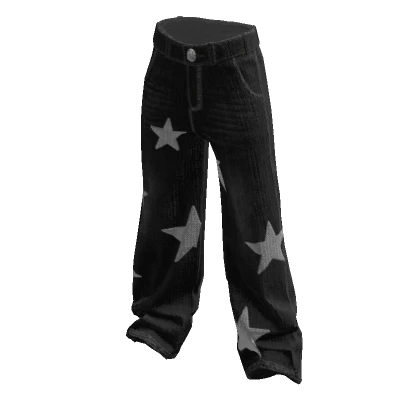 Baggy Y2K Jeans w/ Stars Black