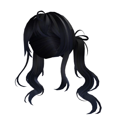 Loose Dark Blue Wavy Pigtails