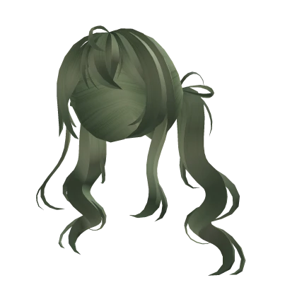 Loose Green Wavy Pigtails