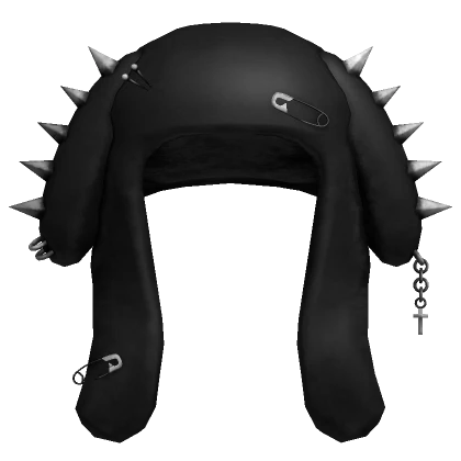 spiked emo grunge bunny beanie (black)