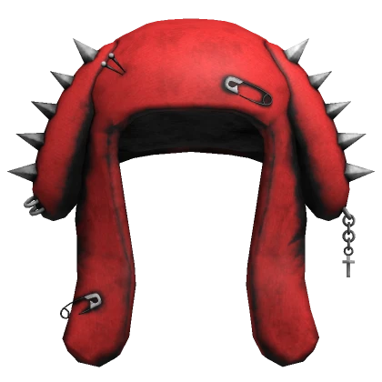 spiked emo grunge bunny beanie (red)