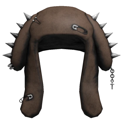 spiked emo grunge bunny beanie (brown)