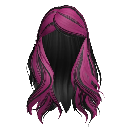 Soft Long Wavy Hair (Black & Pink)