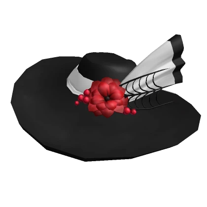 Black Wide Rim Hat with Flowers