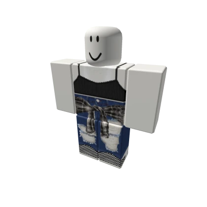 Black Tank & Bralette w Rip Jeans + Flannel