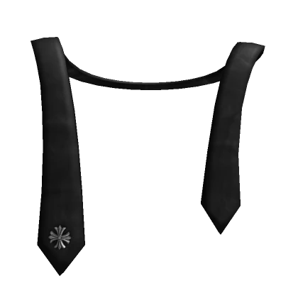 Black Leather Chrome Untied Tie