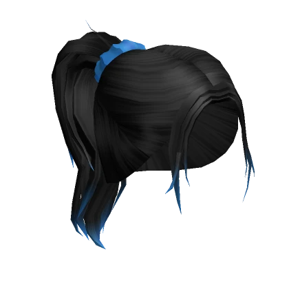 Aesthetic Black Ponytail with Blue Ombre