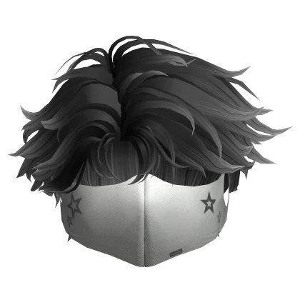 Stylish Short Hair w/ Mask in Black&White