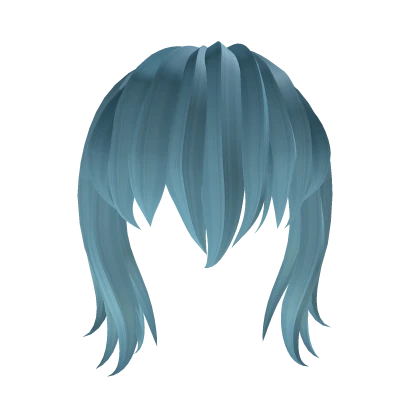 Blue Cyan Anime Cute Layered Bangs