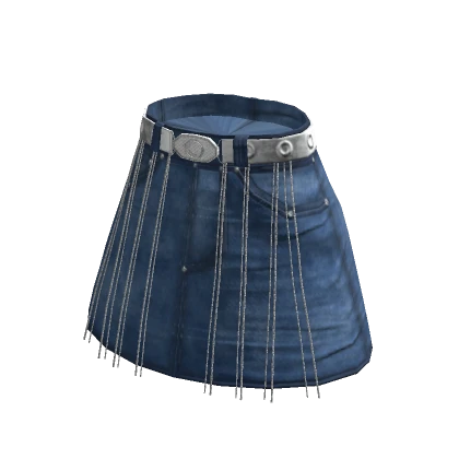 ☆ blue denim miniskirt with white pearls