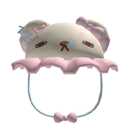 Kawaii Tan Bear Sleeping Ruffled Hat