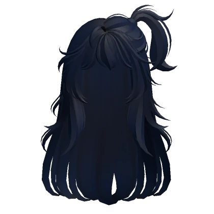 Anime Gyaru Hair w/ Ponytail & Bangs (Dark Blue)