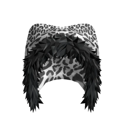 Snow Leopard Black Faux Fur Hood