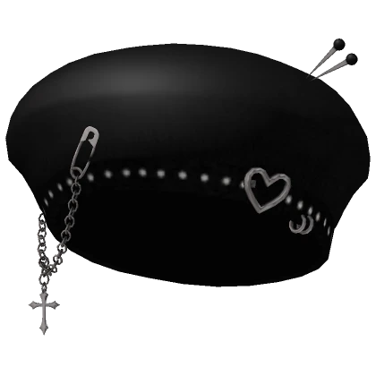 ♡ punk emo black beret