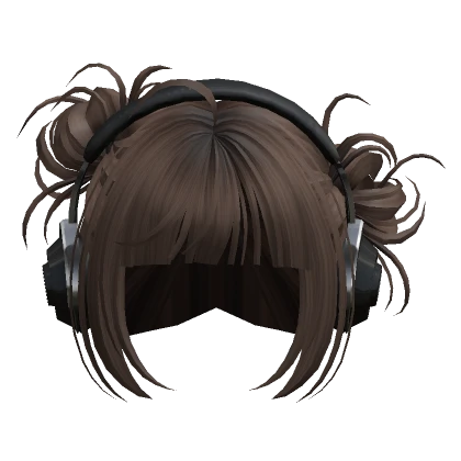 Cute Buns with Headphones(Brown)