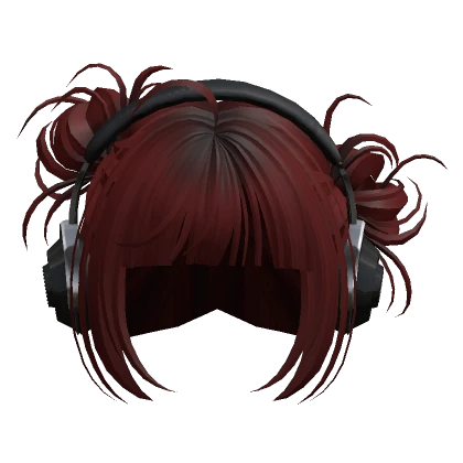 Cute Buns with Headphones(Dark Red)