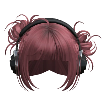 Cute Buns with Headphones(Dark Pink)