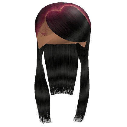 Silk Press W/ Heart Bang [Black W/ Pink Roots]