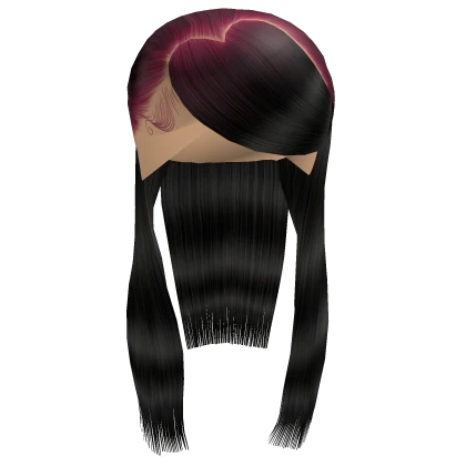 Silk Press W/ Heart Bang [Black W/ Pink Roots]