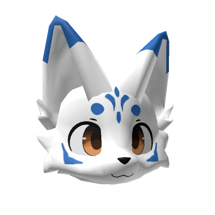 Happy Blue Kemono Kitsune (Colored Eyes)