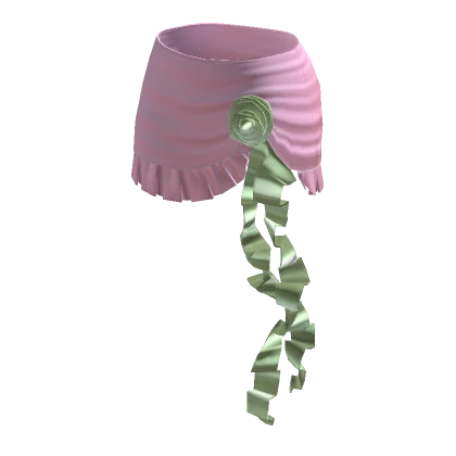 ☆ pink-green flower ruffle miniskirt