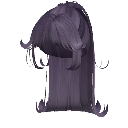 dark purple wispy layered hime bangs w high pony