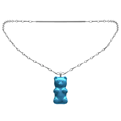 3.0 Blue Gummy Bear Silver Necklace