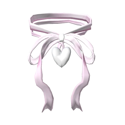 Pink Bow With Heart Choker
