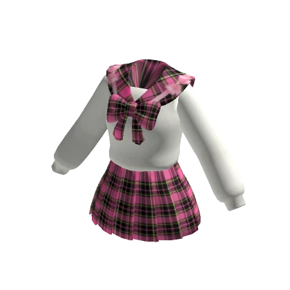 ✨Pink bow tie plaid school uniform preppy anime