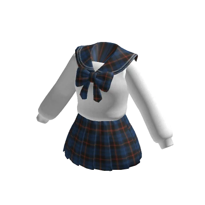 ✨Blue bow tie plaid school uniform preppy anime