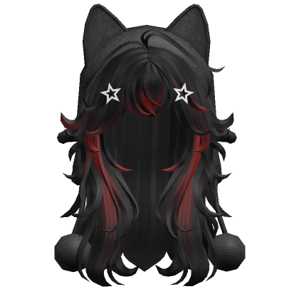 Fluffy Wolfcut w/ Cat Ushanka (Red&Black)