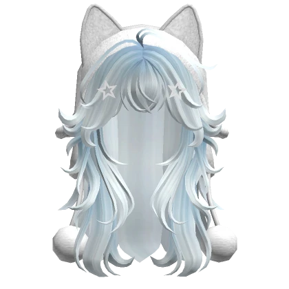 Fluffy Wolfcut w/ Cat Ushanka (Light Blue)