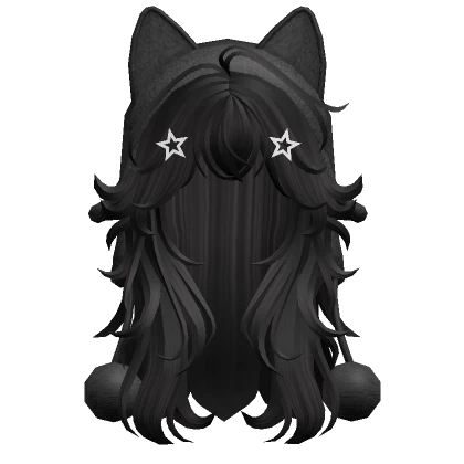 Fluffy Wolfcut w/ Cat Ushanka (Black)