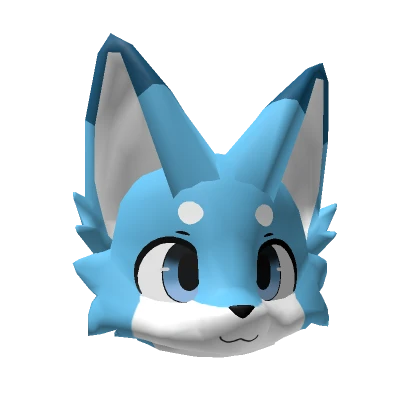 Happy Light Blue Kemono Fox (Colored Eyes)