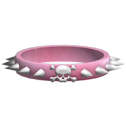 ♡ emo skull spiked pink choker