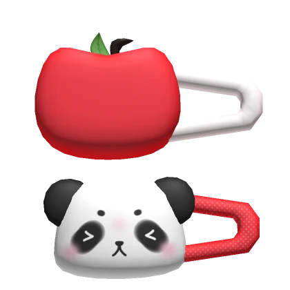 ♡ kawaii apple panda hairclips