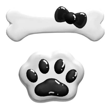 kawaii black bone and paw bow hairclip 