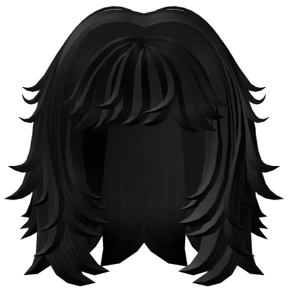 Cute Emo Messy Wolfcut Hair in Black