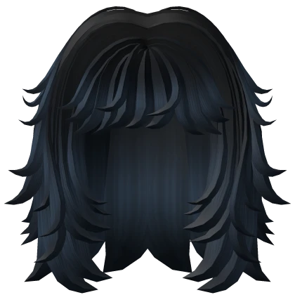 Cute Emo Messy Wolfcut Hair in Dark Blue