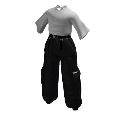 Y2K Oversized Cargo Outfit - White