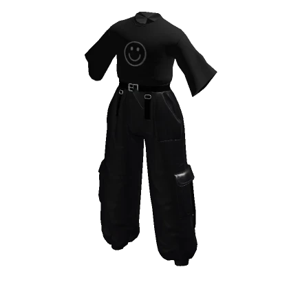 Y2K Oversized Cargo Outfit - Black