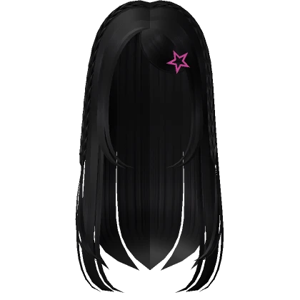 Y2k Black Hair w/ Star Hairclip