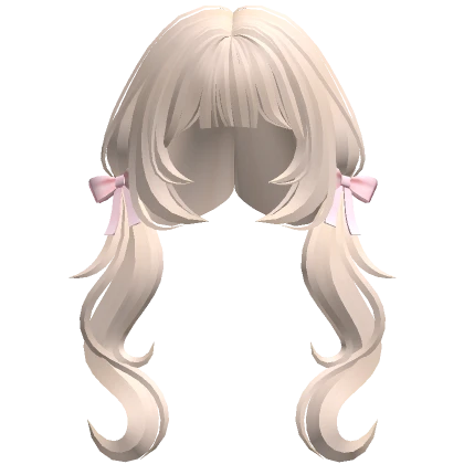 Curly Pigtails with Bows (Beige and Pink)