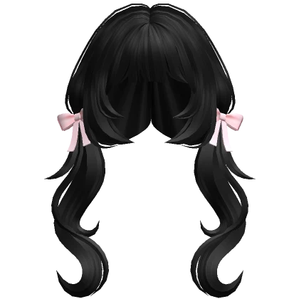 Curly Pigtails with Bows (Black and Pink)