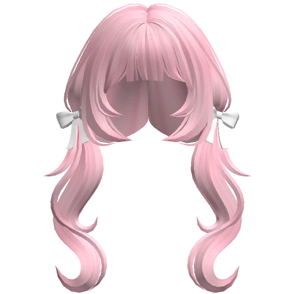 Curly Pigtails with Bows (Pink and White)