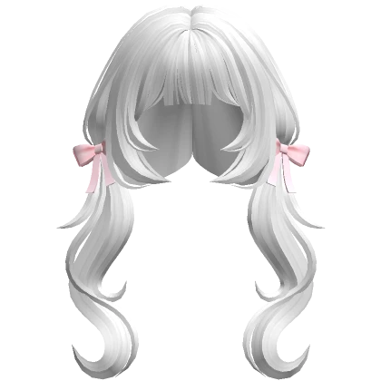 Curly Pigtails with Bows (White and Pink)