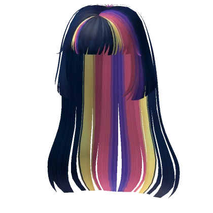 Extreme Hime Cut in Regal Twilight Streaks